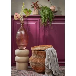 Mica Decorations Opbergmand met Deksel - H48 x Ø55 cm - Jute - Geel