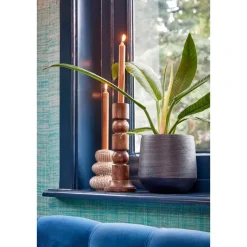 Mica Decorations Philo Kandelaar - H30 x Ø11 cm - Mangohout - Bruin