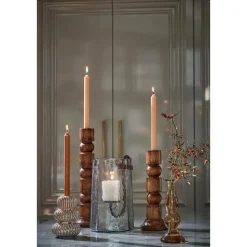 Mica Decorations Philo Kandelaar - H30 x Ø11 cm - Mangohout - Bruin