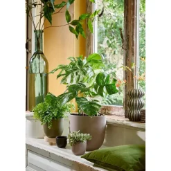 Mica Decorations Planten/bloempot Tusca - Zwart - D28/H25 cm