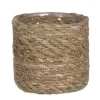 Mica Decorations Plantenpot - rotan - bruin - plantenmand - 12 x 12 cm