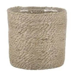 Mica Decorations Plantenpot - rotan - bruin - plantenmand - 16 x 16 cm