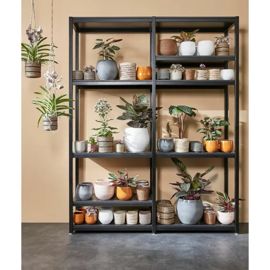 Mica Decorations Plantenpot - rotan - bruin - plantenmand - 16 x 16 cm