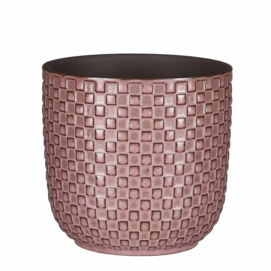 Mica Decorations Plantenpot - keramiek - roze - 13 x 13 cm