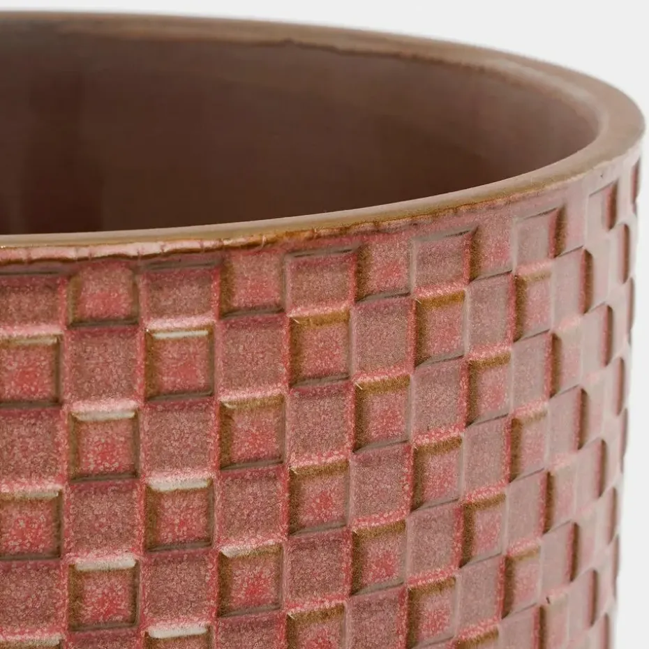 Mica Decorations Plantenpot - keramiek - roze - 13 x 13 cm