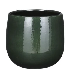 Mica Decorations Plantenpot - keramiek - groen glans - D21/H19 cm