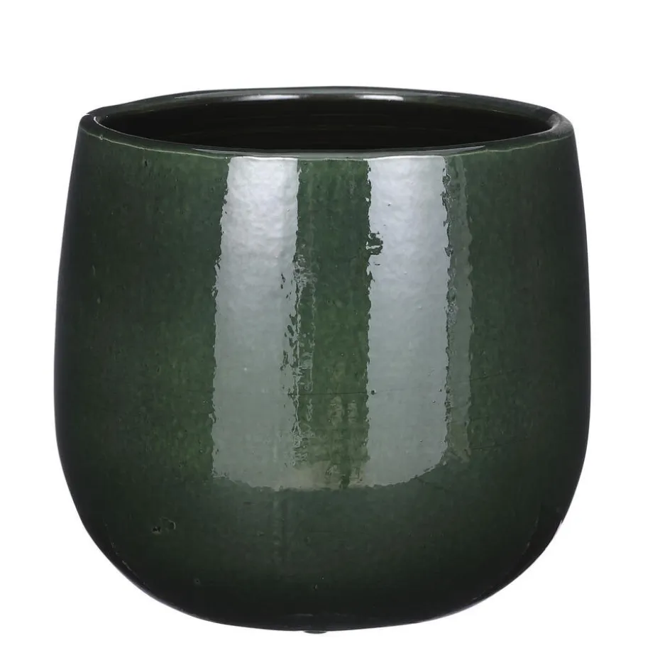 Mica Decorations Plantenpot - keramiek - groen glans - D21/H19 cm