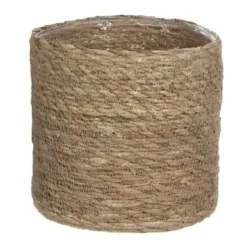 Mica Decorations Plantenpot - rotan - bruin - plantenmand - 18 x 18 cm