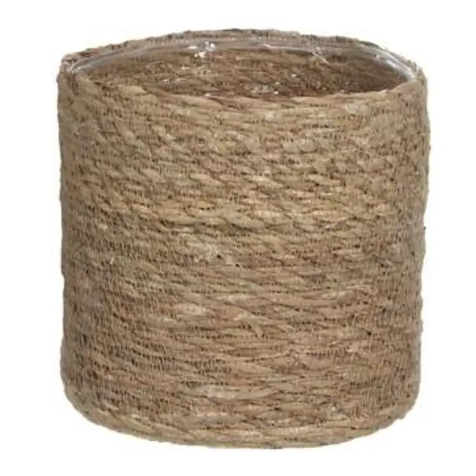 Mica Decorations Plantenpot - rotan - bruin - plantenmand - 18 x 18 cm