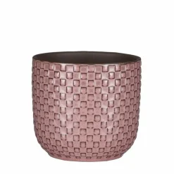 Mica Decorations Plantenpot - keramiek - roze - 12 x 11 cm