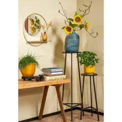 Mica Decorations Plantentafel - H80 x Ø30 cm - Metaal - Zwart