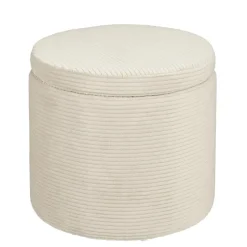 Mica Decorations Poef met Opbergruimte - H41 x Ø42 cm - Off-white