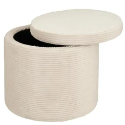 Mica Decorations Poef met Opbergruimte - H41 x Ø42 cm - Off-white