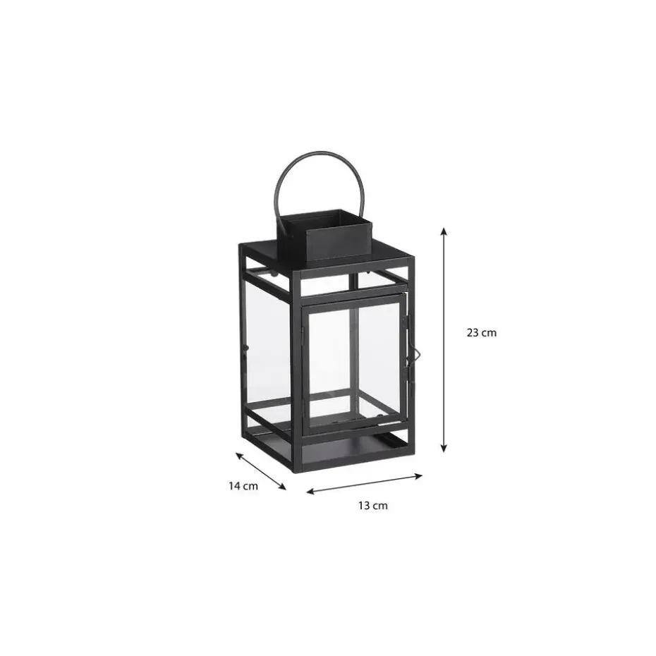 Mica Decorations Storm Lantaarn - L13,5 x B13 x H23 cm - Zwart