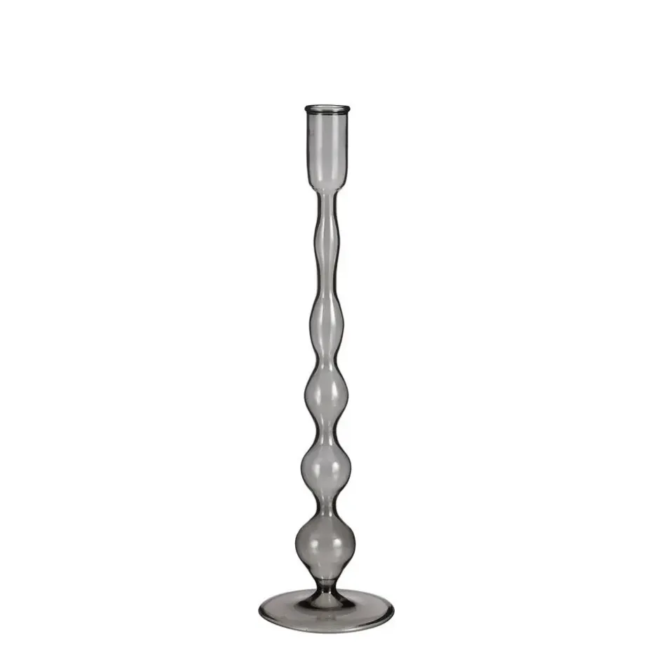 Mica Decorations Trent Kandelaar - H33 x Ø9 cm - Glas - Donkergrijs