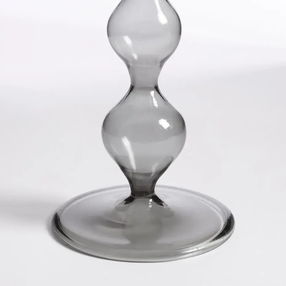 Mica Decorations Trent Kandelaar - H33 x Ø9 cm - Glas - Donkergrijs