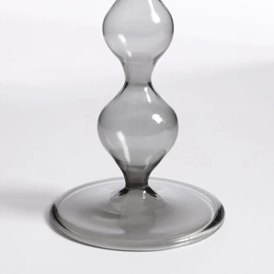 Mica Decorations Trent Kandelaar - H33 x Ø9 cm - Glas - Donkergrijs