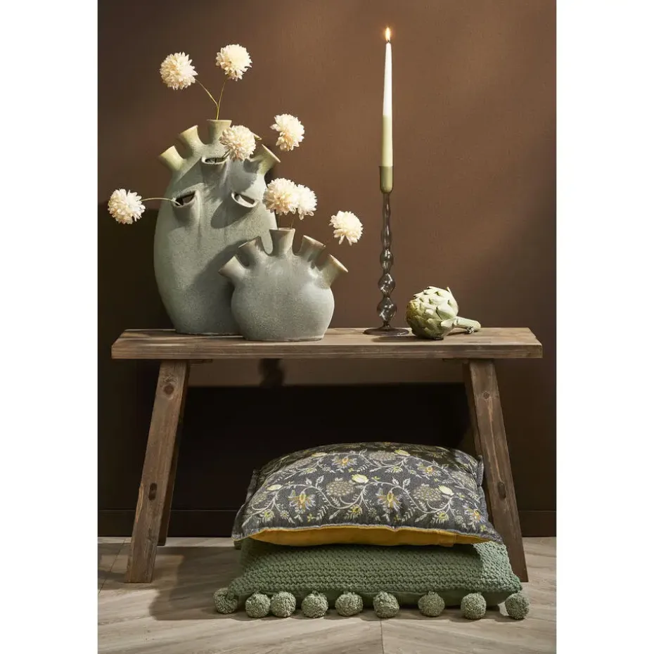 Mica Decorations Trent Kandelaar - H33 x Ø9 cm - Glas - Donkergrijs