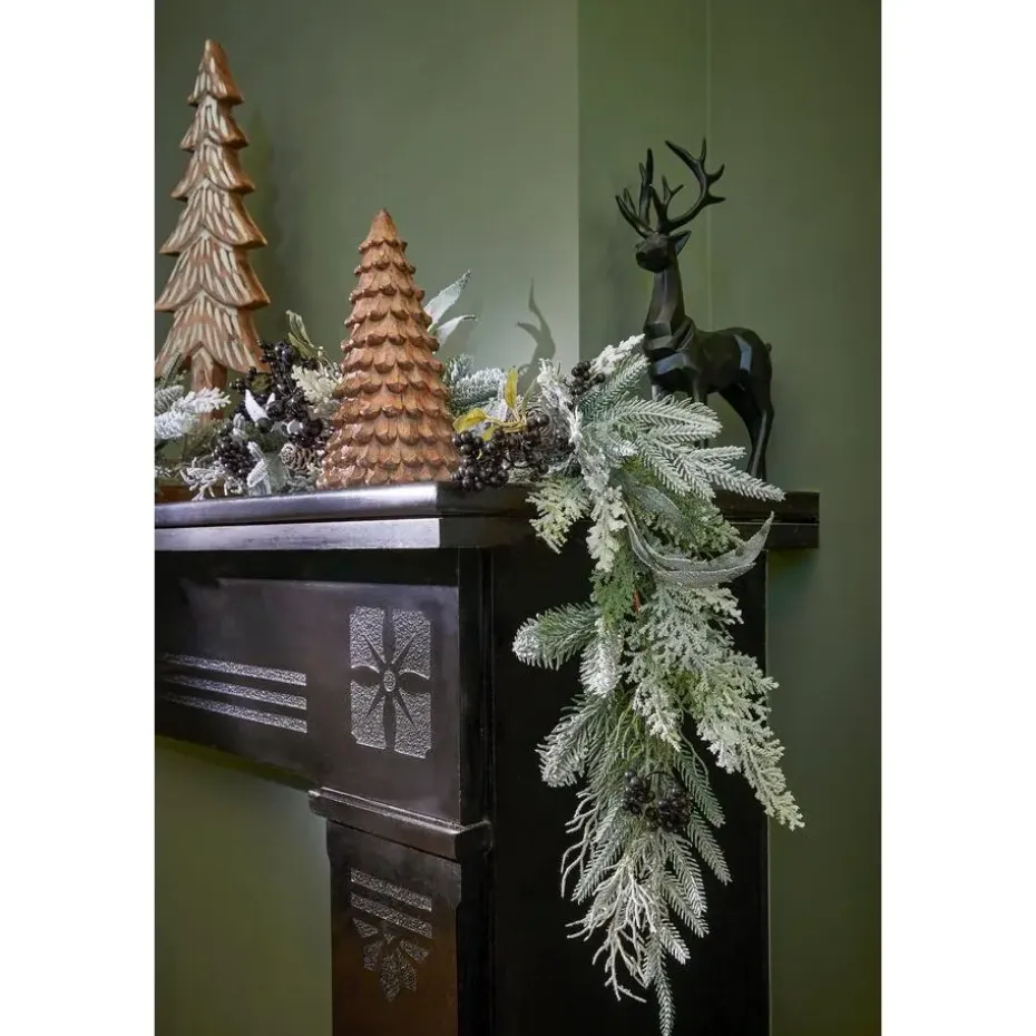 Mica Decorations Vesper Guirlande - L180 x B15 x H10 cm - Groen, Zwart