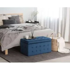 MICHIGAN - Ottomaan - Donkerblauw - Fluweel