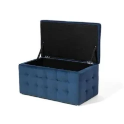 MICHIGAN - Ottomaan - Donkerblauw - Fluweel