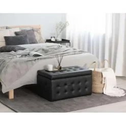 MICHIGAN - Ottomaan - Zwart - Kunstleer