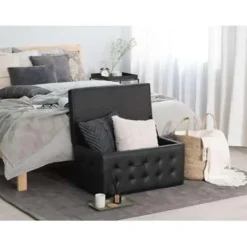 MICHIGAN - Ottomaan - Zwart - Kunstleer