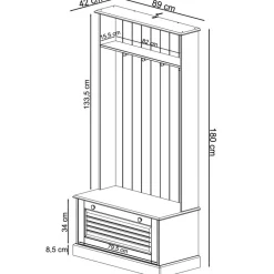 Mille - Garderobe met 1 klepdeur in grenen