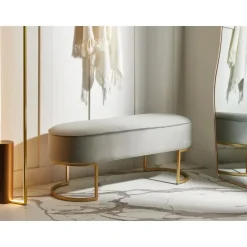 MILRY - Voetenbank - Lichtgrijs - Fluweel