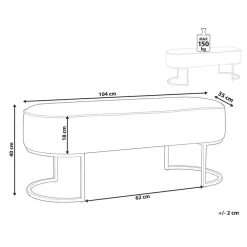 MILRY - Voetenbank - Lichtgrijs - Fluweel