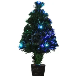Mini kunst kerstboom - 42 cm - met kerstverlichting - led lampjes