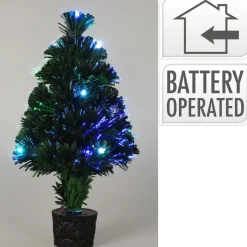 Mini kunst kerstboom - 42 cm - met kerstverlichting - led lampjes