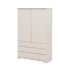 Minik - Kledingkast met 2 deuren en 3 laden en wit grenen