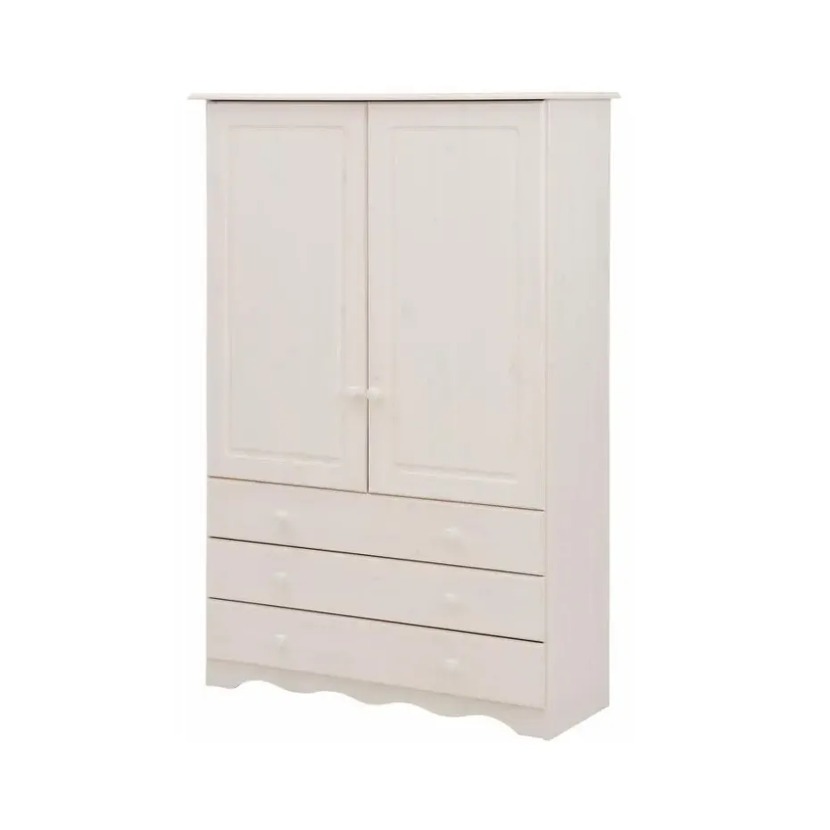 Minik - Kledingkast met 2 deuren en 3 laden en wit grenen