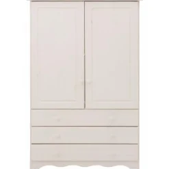 Minik - Kledingkast met 2 deuren en 3 laden en wit grenen