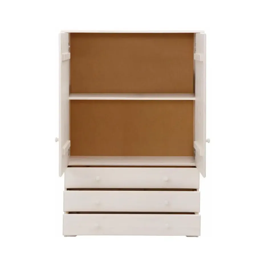 Minik - Kledingkast met 2 deuren en 3 laden en wit grenen