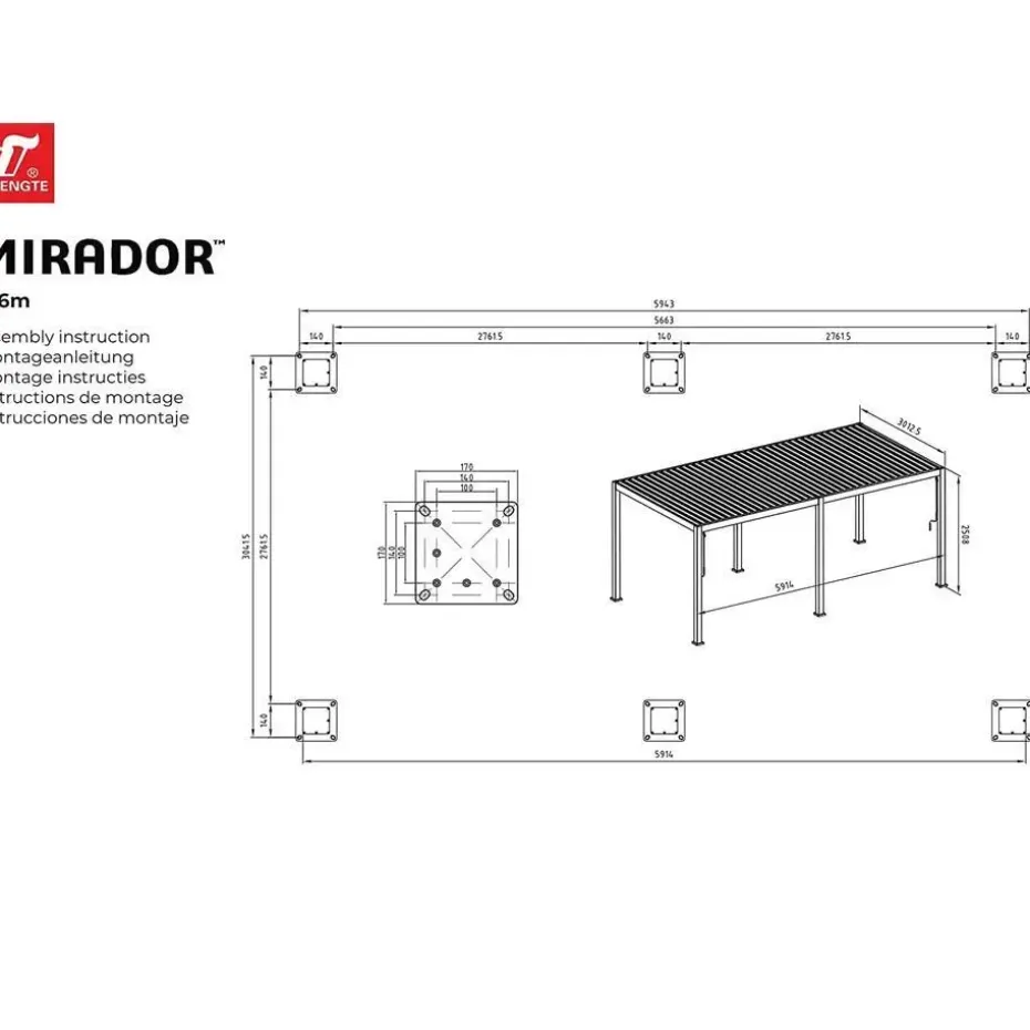 Mirador Classic terrasoverkapping 300 x 600 cmantraciet