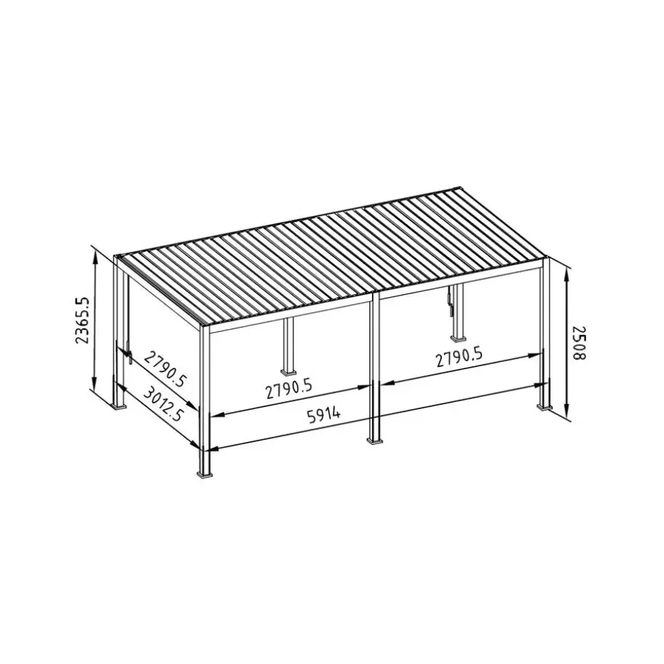 Mirador Deluxe overkapping elektrisch met LED 300 x 600 antraciet