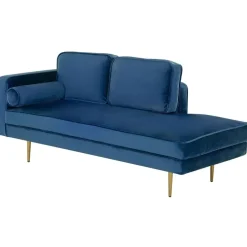 MIRAMAS - Chaise longue - Blauw - Linkerzijde - Fluweel