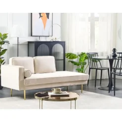 MIRAMAS - Chaise longue - Beige - Linkerzijde - Fluweel