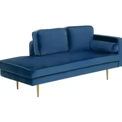 MIRAMAS - Chaise longue - Blauw - Rechterzijde - Fluweel