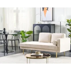 MIRAMAS - Chaise longue - Beige - Rechterzijde - Fluweel