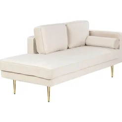 MIRAMAS - Chaise longue - Beige - Rechterzijde - Fluweel