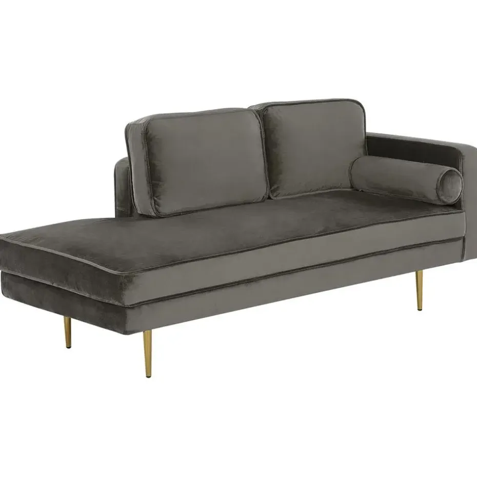 MIRAMAS - Chaise longue - Grijs - Rechterzijde - Fluweel