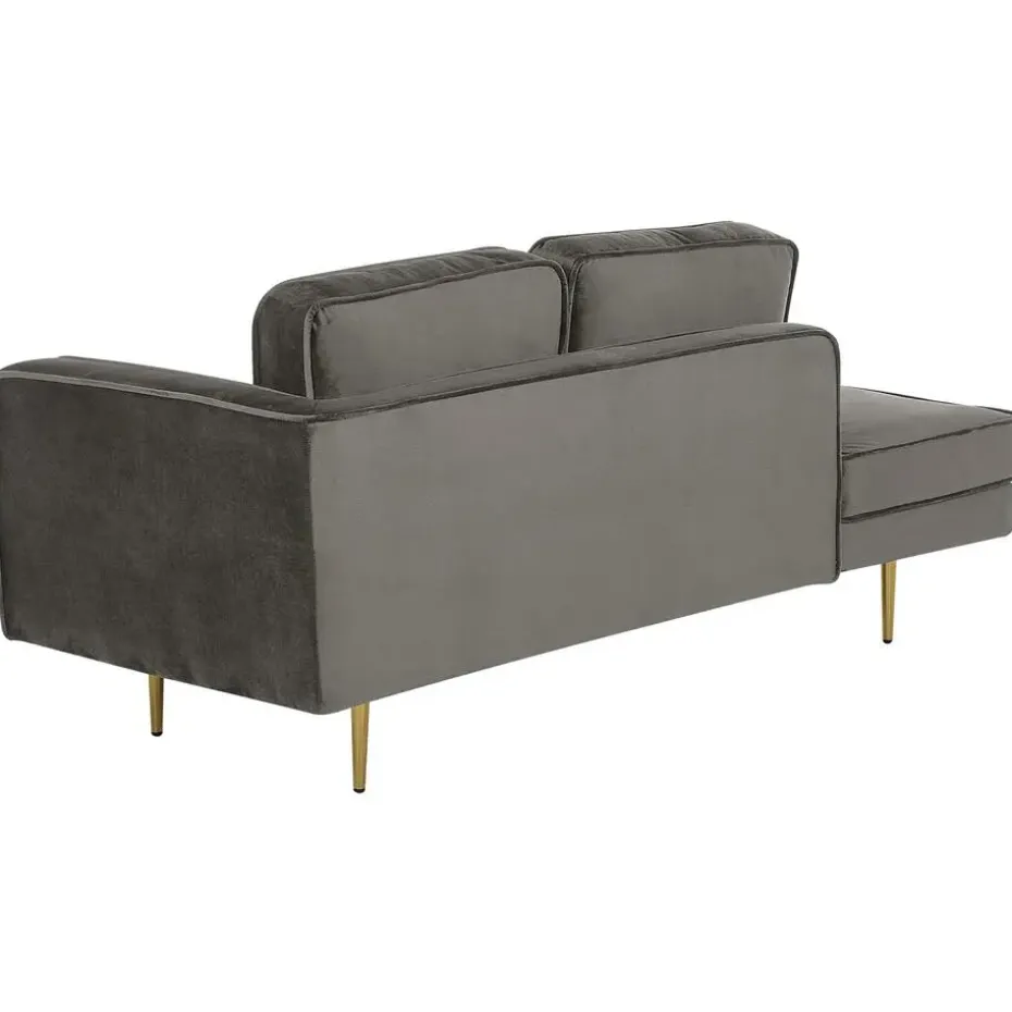 MIRAMAS - Chaise longue - Grijs - Rechterzijde - Fluweel