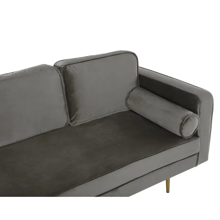 MIRAMAS - Chaise longue - Grijs - Rechterzijde - Fluweel