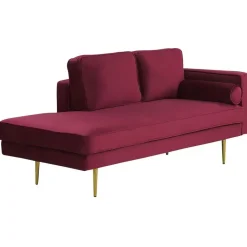 MIRAMAS - Chaise longue - Rood - Rechterzijde - Fluweel