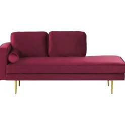 MIRAMAS - Chaise longue - Rood - Linkerzijde - Fluweel