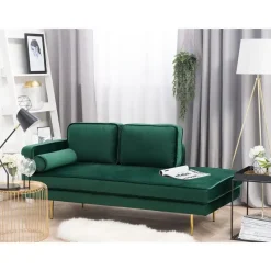 MIRAMAS - Chaise longue - Smaragdgroen - Linkerzijde - Fluweel