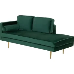 MIRAMAS - Chaise longue - Smaragdgroen - Linkerzijde - Fluweel